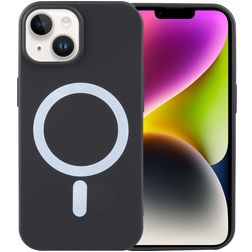 Mobigear Rubber Touch iPhone 15 Plus Siliconen MagSafe Hoesje Backcover - Zwart