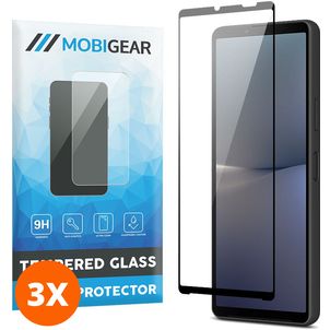 Mobigear Premium Sony Xperia 10 V Glazen Screenprotector - Case Friendly - Zwart (3-Pack)