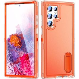 Mobigear Rugged Stand Samsung Galaxy S23 Ultra Hoesje Hardcase Backcover Shockproof met Standaard - Oranje