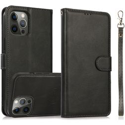 Mobigear Wallet iPhone 16 Pro Max Hoesje Uitneembare 2in1 Bookcase Portemonnee - Zwart