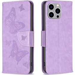 Mobigear Butterfly iPhone 15 Pro Max Hoesje Bookcase Portemonnee - Paars