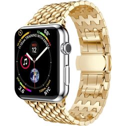 Mobigear Dragon Stalen Apple Watch Bandje Vouwsluiting - 49/46/45/44 mm - Goud