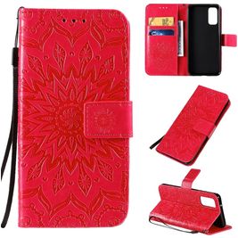 Mobigear Sunflower Samsung Galaxy S20 Hoesje Bookcase Portemonnee - Rood