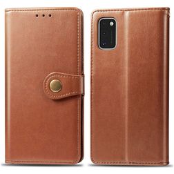 Mobigear Snap Button Samsung Galaxy A41 Hoesje Bookcase Portemonnee - Cognac