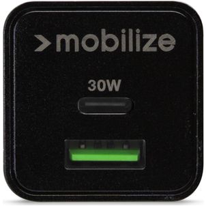 Mobilize Dual USB / USB-C Oplader Power Delivery 30W - Zwart