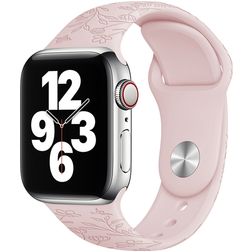 Mobigear Sport Flowers Siliconen Apple Watch Bandje Druksluiting - 49/46/45/44 mm - Pastelroze