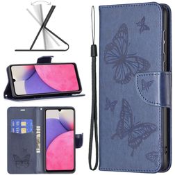 Mobigear Butterfly Samsung Galaxy A33 Hoesje Bookcase Portemonnee - Blauw