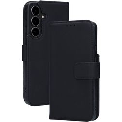 Mobiparts Wallet Samsung Galaxy S25 FE Hoesje Echt Leer Bookcase Portemonnee - Zwart