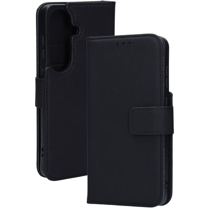 Mobiparts Wallet Samsung Galaxy S26 MagSafe Hoesje Echt Leer Bookcase Portemonnee - Zwart