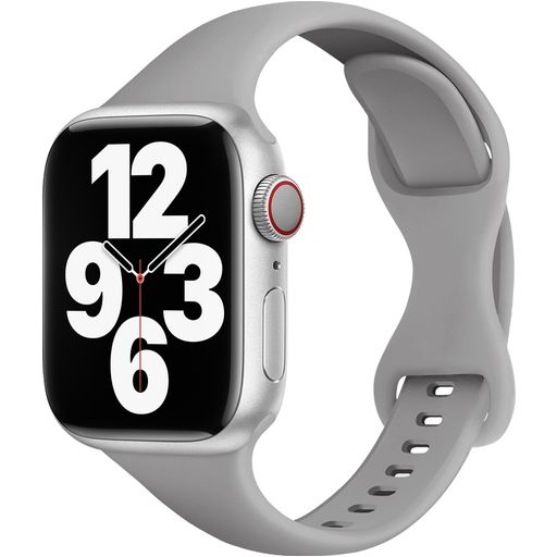 Mobigear Sport Slim Siliconen Apple Watch Bandje Druksluiting - 49/46/45/44 mm - Grijs