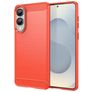 Mobigear Brushed Slim Samsung Galaxy S25 Edge Hoesje Flexibel TPU Backcover - Rood