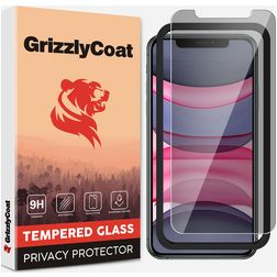 GrizzlyCoat Easy Fit AntiSpy iPhone XR Glazen Screenprotector Privacy - Case Friendly + Installatie Frame