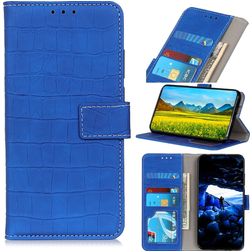 Mobigear Croco Motorola Moto E22 Hoesje Bookcase Portemonnee - Blauw