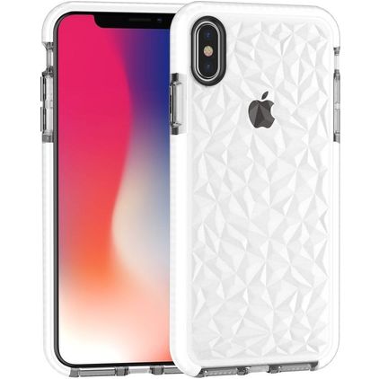 Mobigear Diamond iPhone XS Max Hoesje Hardcase Backcover - Wit / Transparant