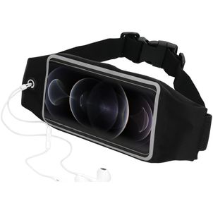 Mobiparts Comfort Fit Belt Telefoonhouder Hardlopen iPhone 12 Pro Max Sport Hoesje Neopreen Heuptas - Zwart