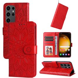 Mobigear Sunflower Samsung Galaxy S24 Ultra Hoesje Bookcase Portemonnee - Rood