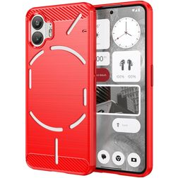 Mobigear Brushed Slim Nothing Phone (2) Hoesje Flexibel TPU Backcover - Rood