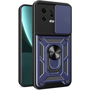 Mobigear Armor Ring Cam Slide Xiaomi 13 Hoesje Hardcase Backcover Shockproof met Ringhouder en Camera Slider - Blauw