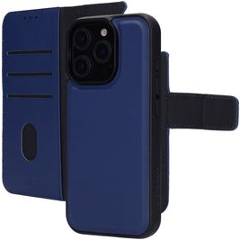 Mobiparts iPhone 16 Pro MagSafe Hoesje Echt Leer Uitneembare 2in1 Bookcase Portemonnee - Blauw