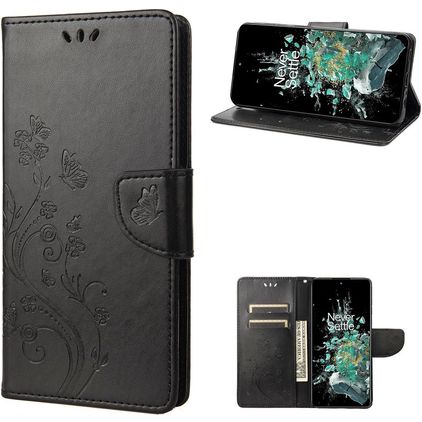 Mobigear Butterfly OnePlus 10T Hoesje Bookcase Portemonnee - Zwart