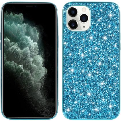 Mobigear Glitter iPhone 12 Pro Max Hoesje Hardcase Backcover - Blauw