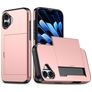 Mobigear Card iPhone 16 Plus Hoesje Hardcase Backcover Shockproof met Pasjeshouder - Roségoud