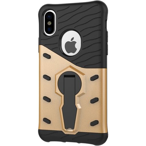 Mobigear Grip Stand iPhone XS Hoesje Hardcase Backcover Shockproof met Standaard - Goud