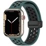 Mobigear Sport Plus Mag Siliconen Apple Watch Bandje Magneetsluiting - 49/46/45/44 mm - Zwart / Groen