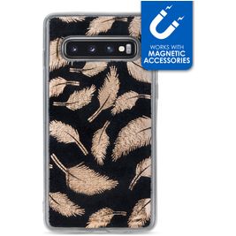 My Style Magneta Samsung Galaxy S10 Hoesje Flexibel TPU Backcover - Golden Feathers
