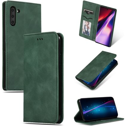 Mobigear Retro Slim Samsung Galaxy Note 10 Hoesje Bookcase - Groen