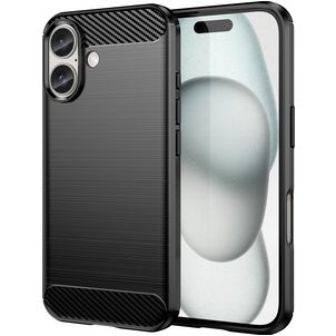 Mobigear Brushed Slim iPhone 16 Plus Hoesje Flexibel TPU Backcover - Zwart