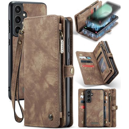 Caseme 008 Samsung Galaxy S23 FE Hoesje Uitneembare 2in1 Bookcase Portemonnee - Bruin