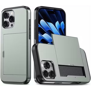Mobigear Card iPhone 16 Pro Hoesje Hardcase Backcover Shockproof met Pasjeshouder - Groen