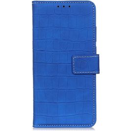Mobigear Croco Motorola Moto G200 5G Hoesje Bookcase Portemonnee - Blauw