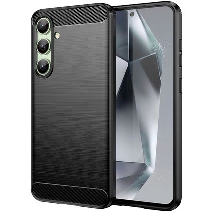 Mobigear Brushed Slim Samsung Galaxy S24 FE Hoesje Flexibel TPU Backcover - Zwart
