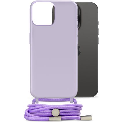 Mobilize Lanyard Gelly iPhone 15 Pro Flexibel TPU Hoesje met koord - Pastel Purple