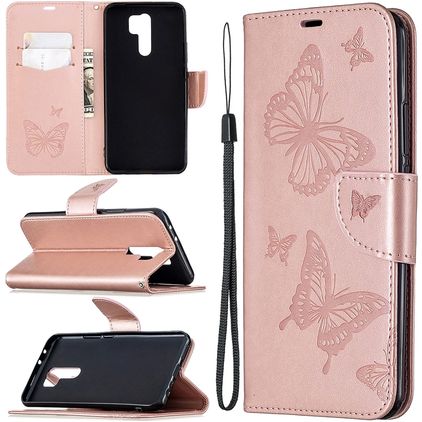 Mobigear Butterfly Xiaomi Redmi 9 Hoesje Bookcase Portemonnee - Roségoud