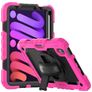 Mobigear SureGrip Xtreme iPad Mini 6 (2021) Hoes Hard Kunststof,Siliconen Backcover + Stylus Houder + Schouderband + Standaard - Zwart / Roze