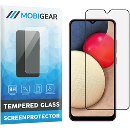 Mobigear Premium Samsung Galaxy A02s Glazen Screenprotector - Case Friendly - Zwart