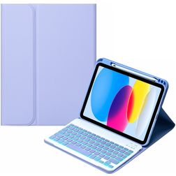 Mobigear Keys iPad 10 (2022) Hoes QWERTY Bluetooth Toetsenbord Bookcase + Stylus Houder - Paars