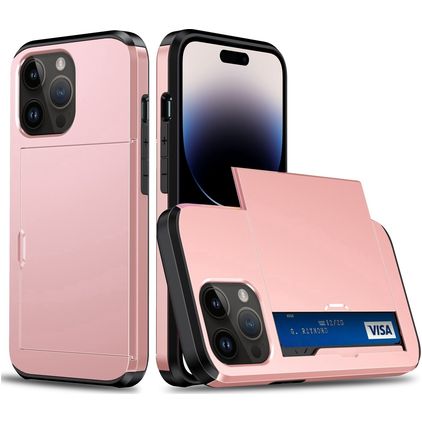 Mobigear Card iPhone 15 Pro Max Hoesje Hardcase Backcover Shockproof met Pasjeshouder - Roségoud