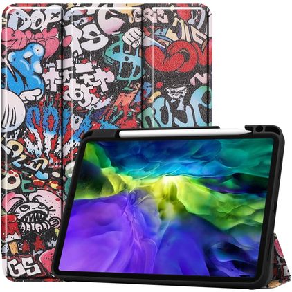 Mobigear Tri-Fold Gel iPad Pro 11 Inch (2020) Hoes TPU,Kunstleer Bookcase + Stylus Houder - Graffiti