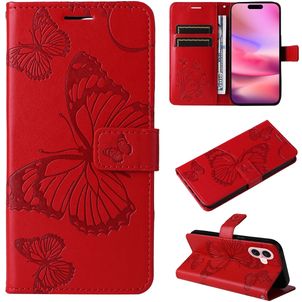 Mobigear Butterfly iPhone 16 Hoesje Bookcase Portemonnee - Rood