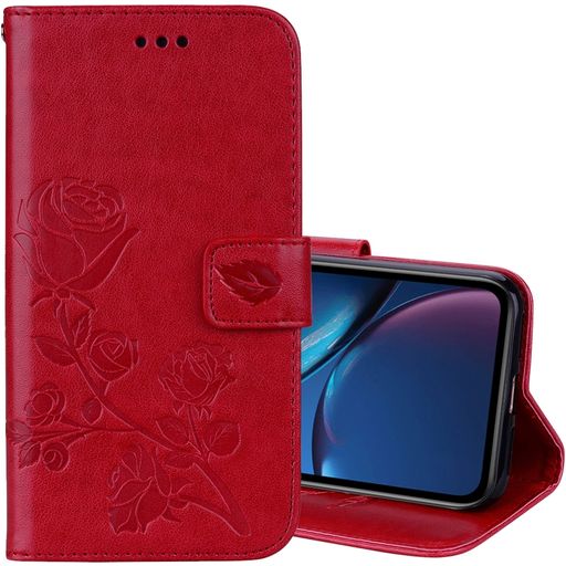Mobigear Roses iPhone XR Hoesje Bookcase Portemonnee - Rood