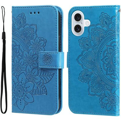 Mobigear Flowers iPhone 17 Hoesje Bookcase Portemonnee - Blauw