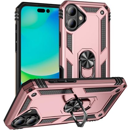 Mobigear Armor Ring iPhone 17 Hoesje Hardcase Backcover Shockproof met Ringhouder - Roségoud