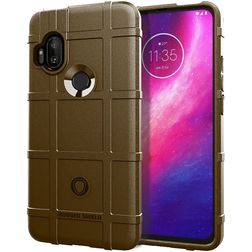 Mobigear Rugged Shield Motorola One Hyper Hoesje Flexibel TPU Backcover Shockproof - Bruin