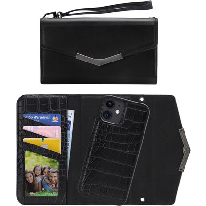 Mobilize Elegant Magnet iPhone XR Hoesje Uitneembare 2in1 Clutch - Black Croco