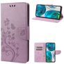 Mobigear Flowers Motorola Moto G82 Hoesje Bookcase Portemonnee - Paars