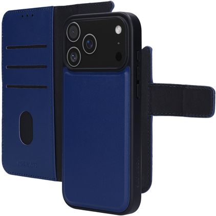 Mobiparts iPhone 17 Pro Max Hoesje Echt Leer Uitneembare 2in1 Bookcase Portemonnee - Blauw